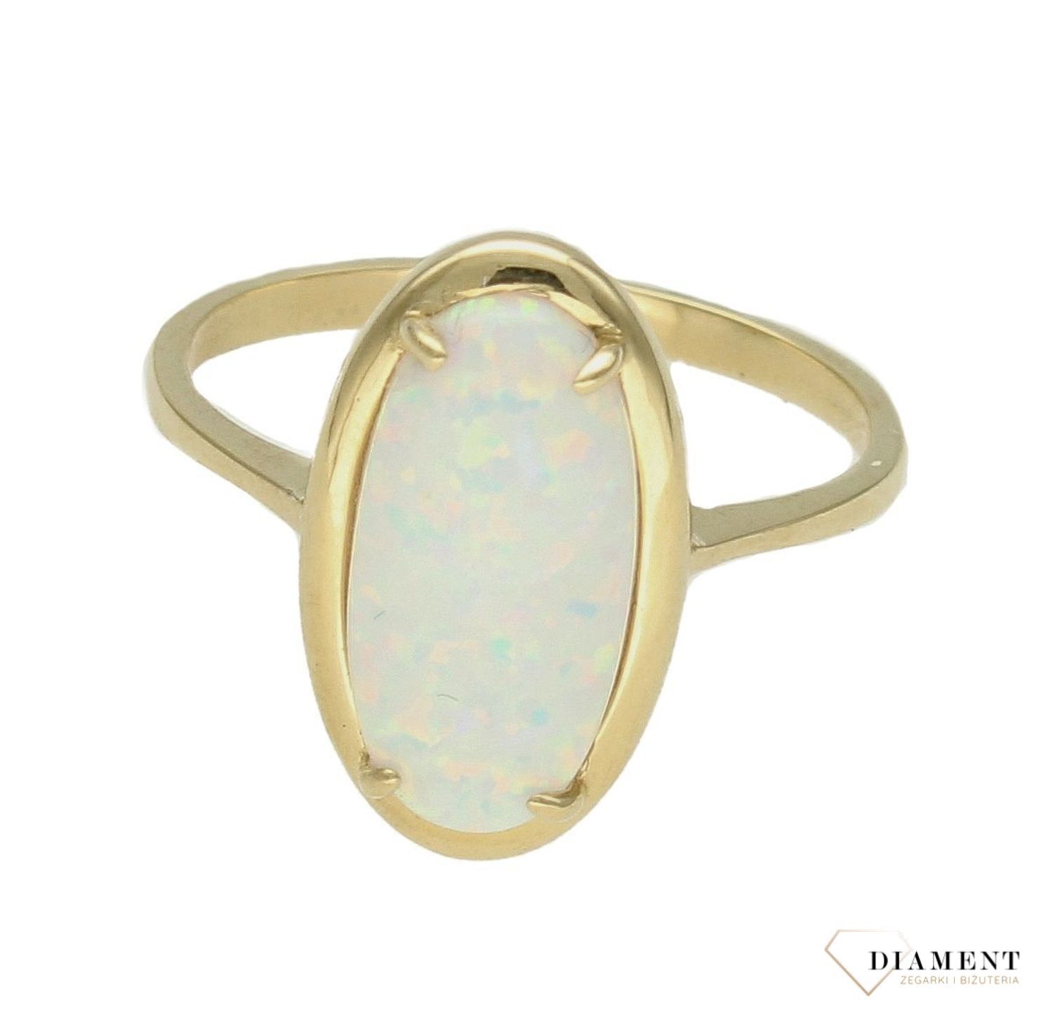 Złoty pierścionek damski 375 duże oczko z opalem rozmiar 16 PI 6523 375. Pierścionek złoty z białym kamieniem opalem. Złota biżuteria na prezent. Pierścionki złote na prezent. Pomysł na prezent dla kobiety. Złoty pierścionek z.jpg